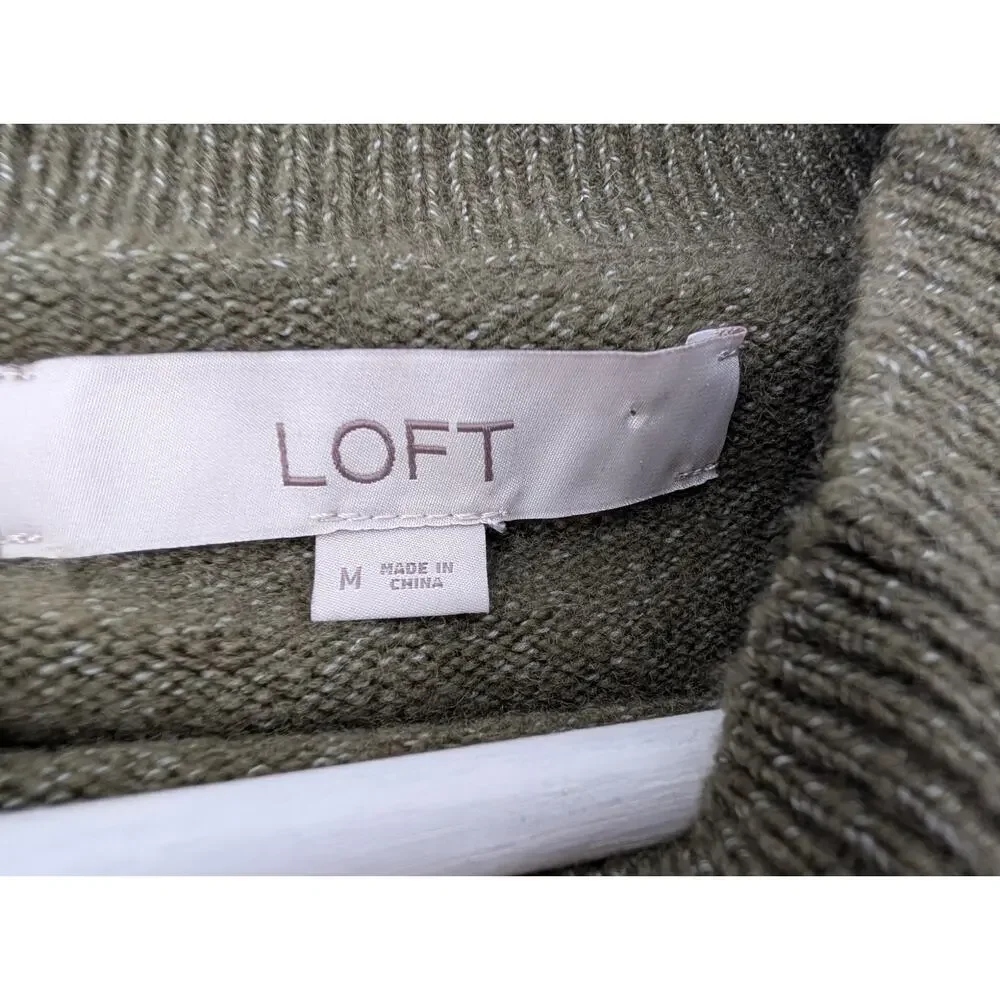 Loft Green Merino Wool Blend Sweater Size Medium Warm Comfy Career Office Work